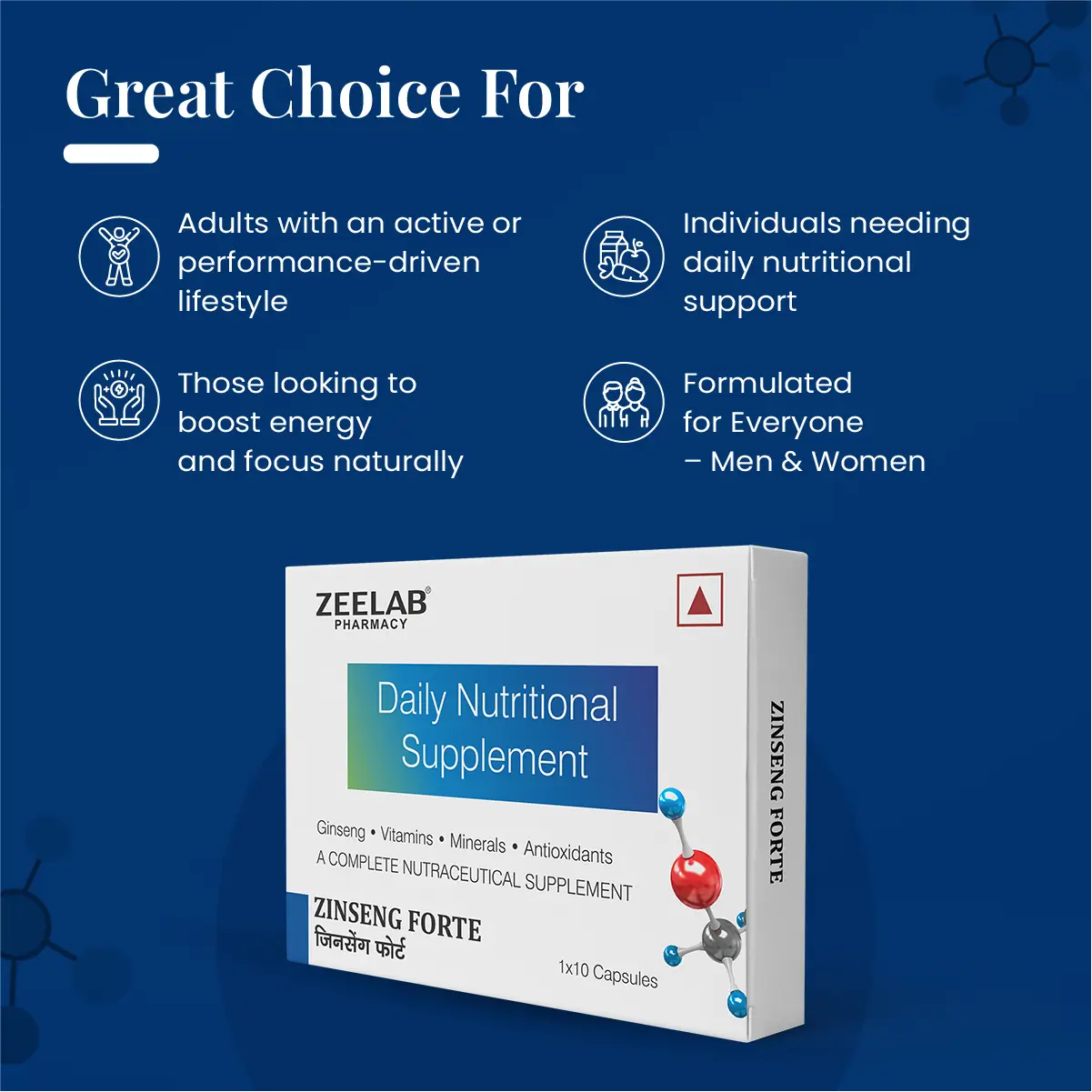 Zinseng Forte Capsule | Ginseng with Multivitamins | Supports Stamina, Immunity & Vitality